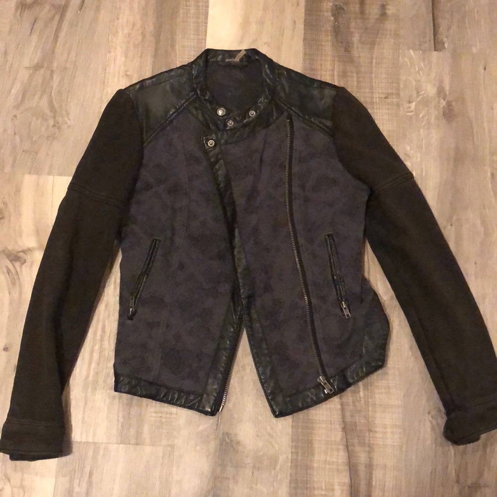 Free People Jacquard Vegan Moto Jacket